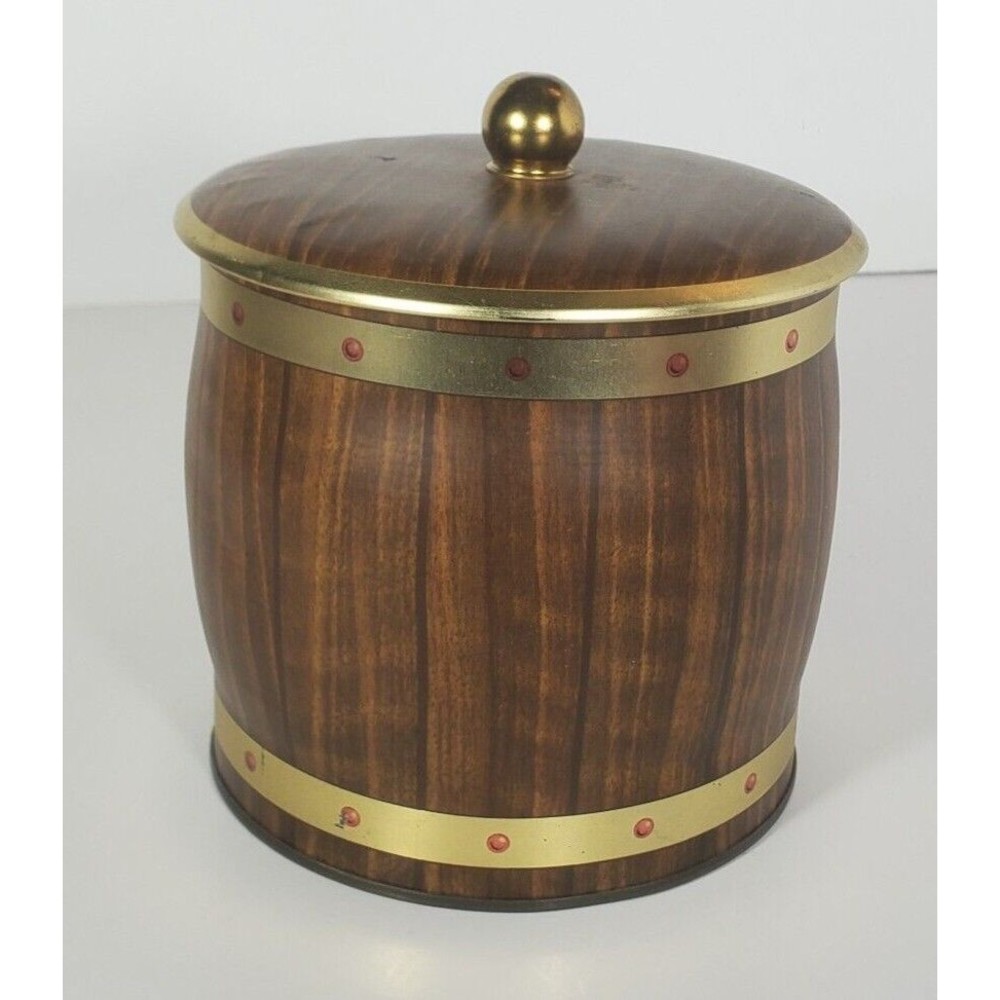 Vintage Wood Grain Tea Cookie Candy Tin Can Container Made in England - Picture 4 of 15